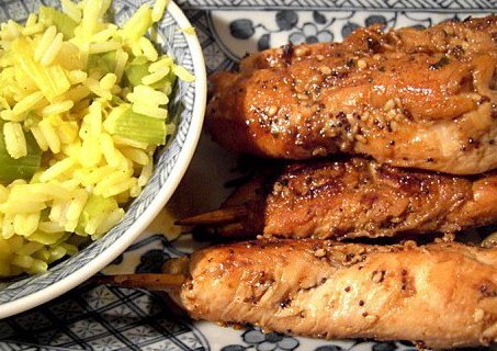 Brochettes de volaille porc facon yakitori